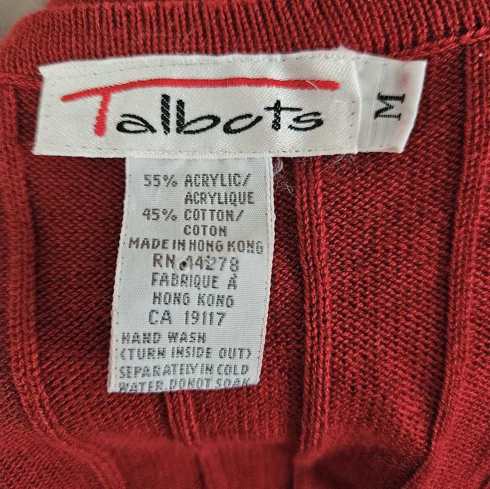 Talbots Red Cable Knit Button Down Vest Sweater D… - image 2